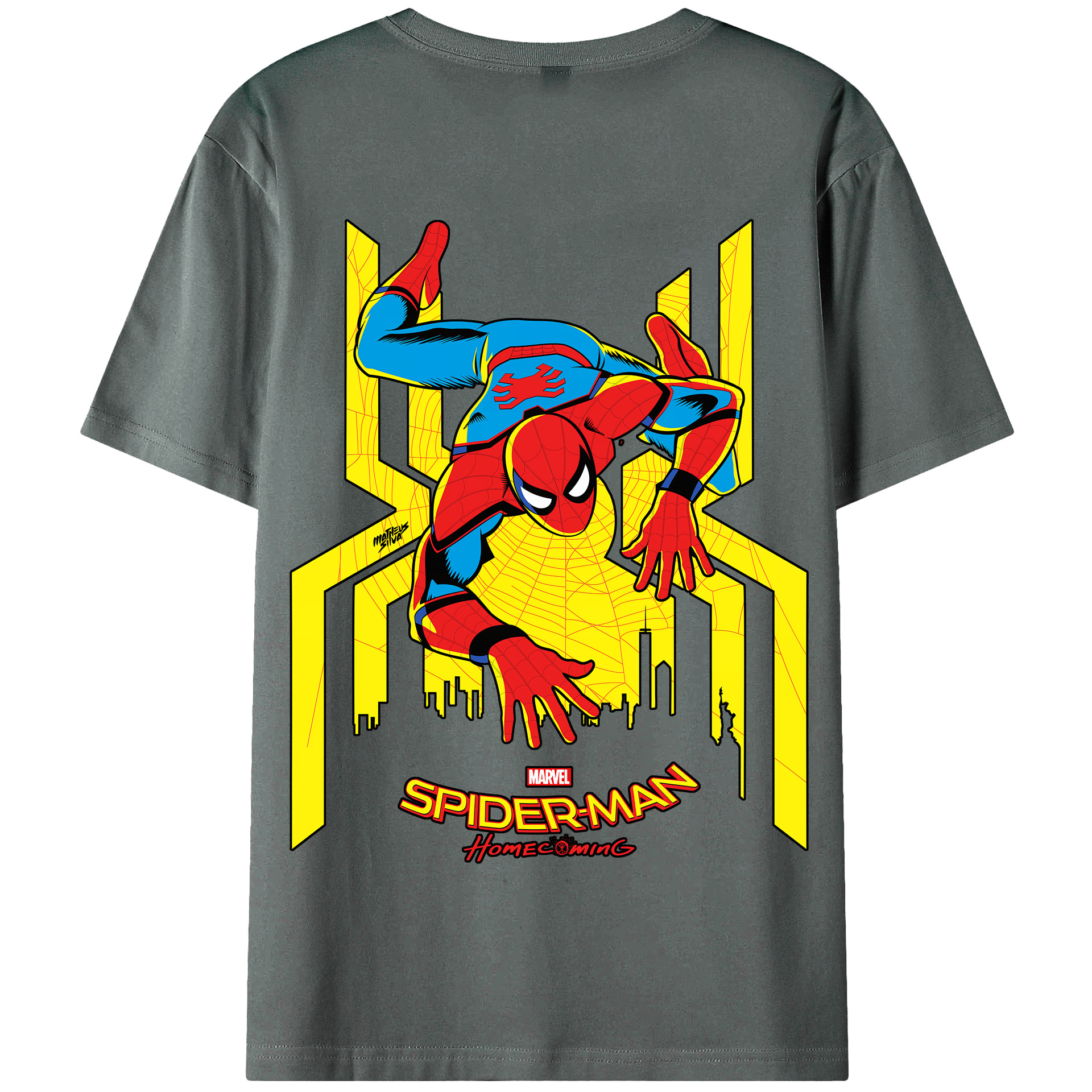 （画像用） Spider Man スパイダーマン 綿100％半袖Tシャツ（背面プリント）